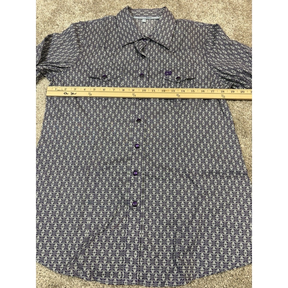 Cinch Men's Medium Purple Geometric Print Pearl Snap Western Shirt MSW920 Cotton - Picture 8 of 10